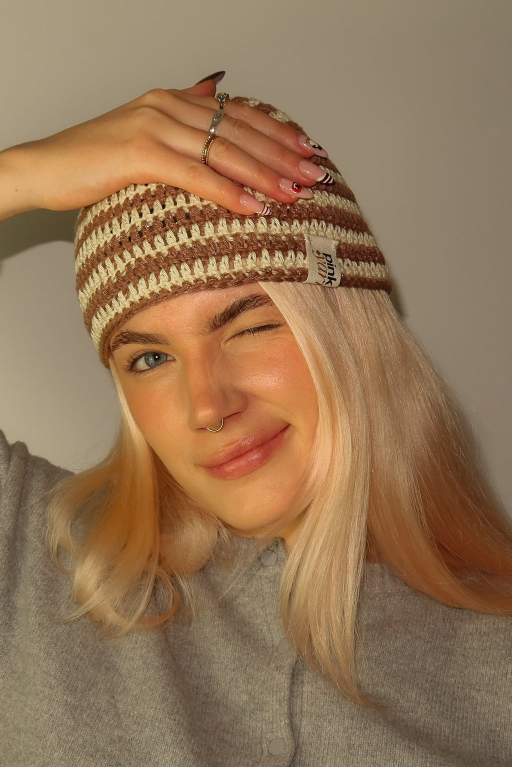 Classic Striped Beanie Mocha Mist