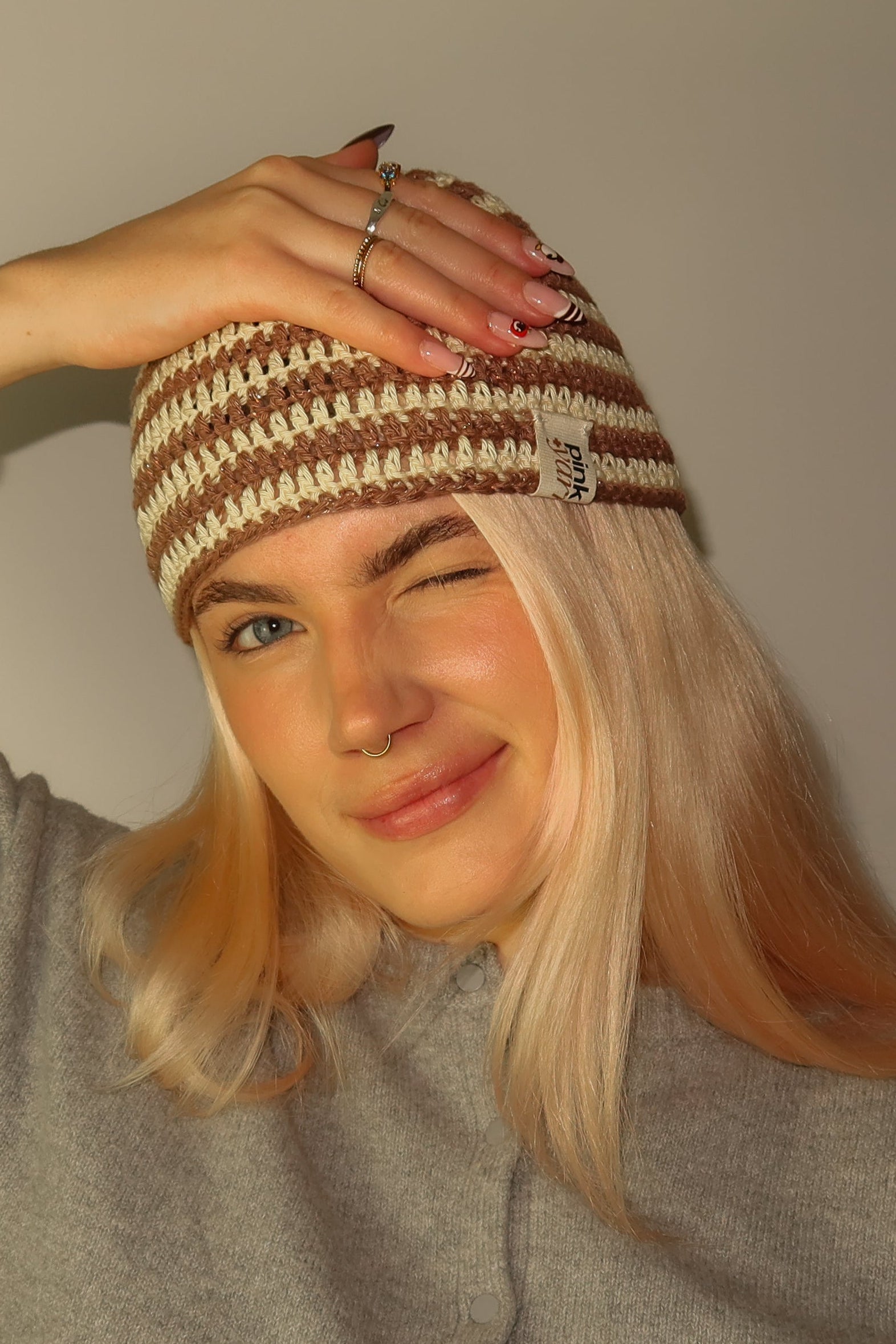 Classic Striped Beanie Mocha Mist