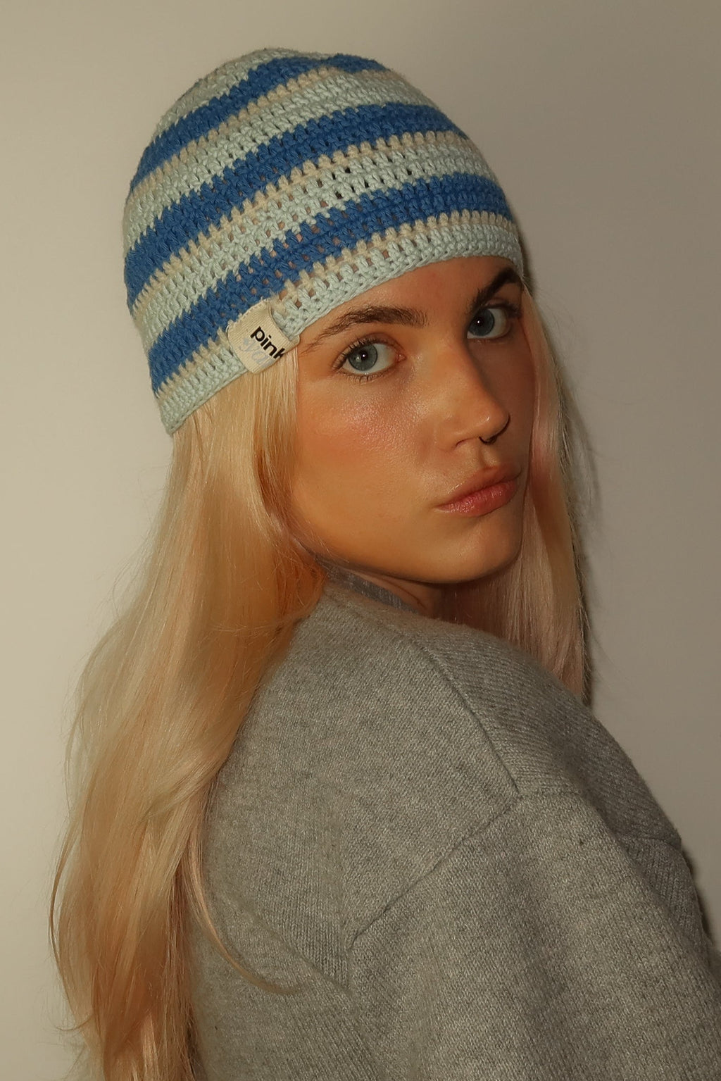 Classic Striped Beanie Polar Blue