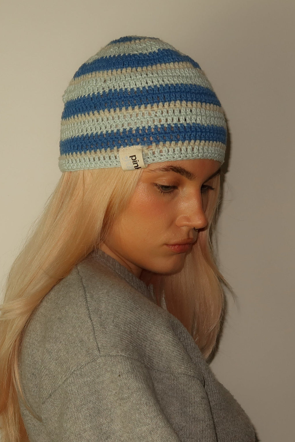 Classic Striped Beanie Polar Blue