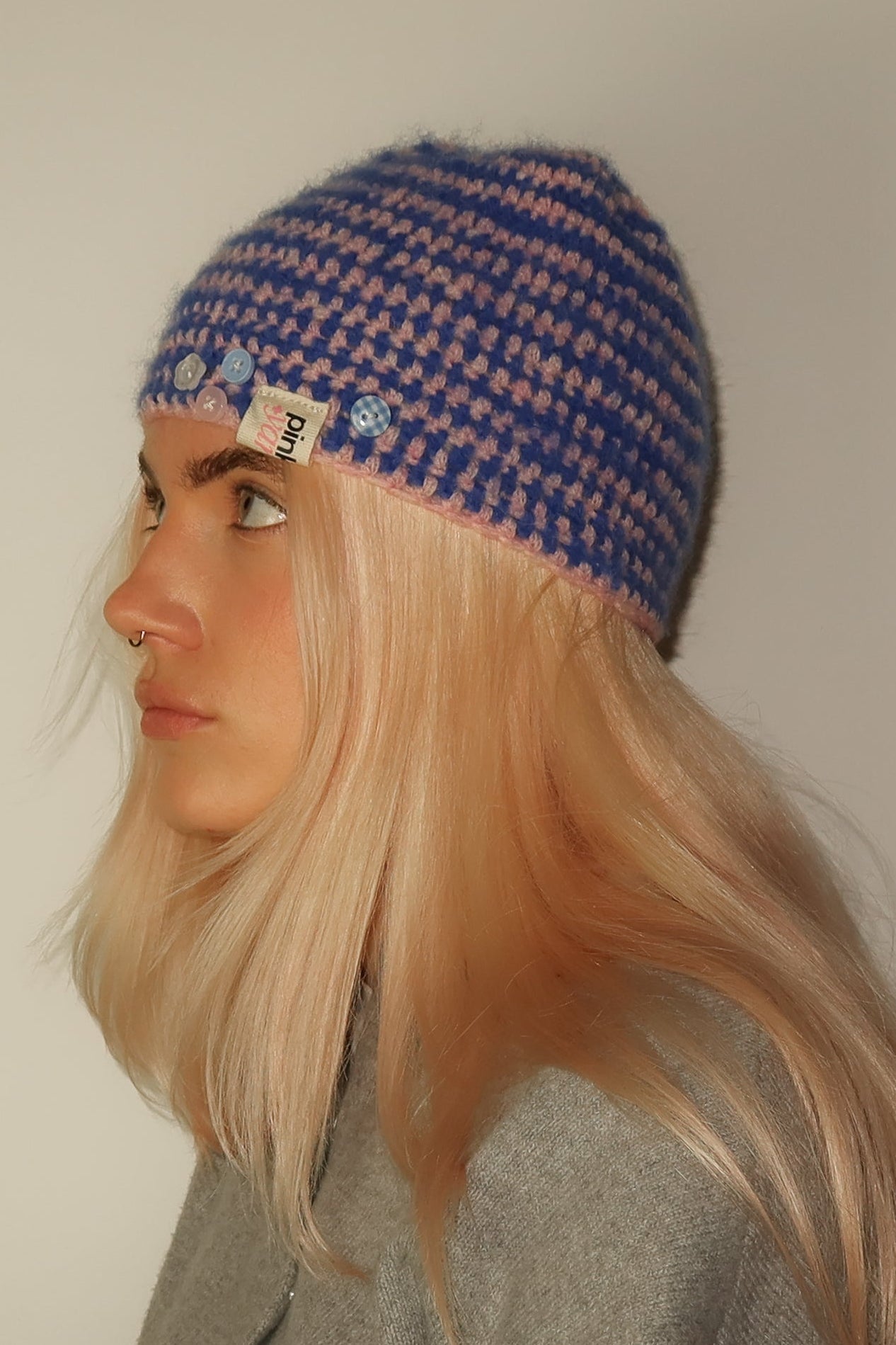 Classic Striped Beanie Pink & Blue