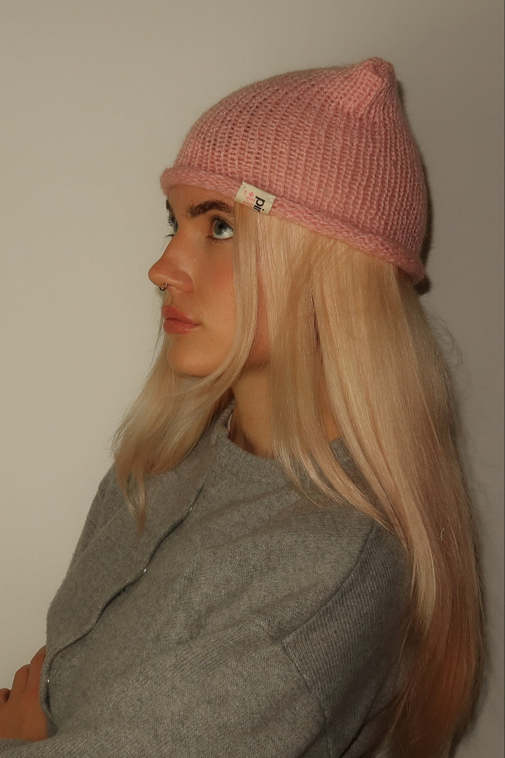 Cat Ears Beanie Wool Pink