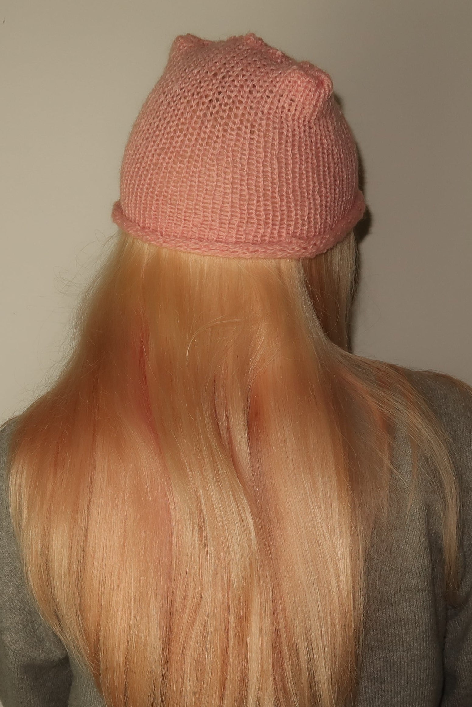 Cat Ears Beanie Wool Pink