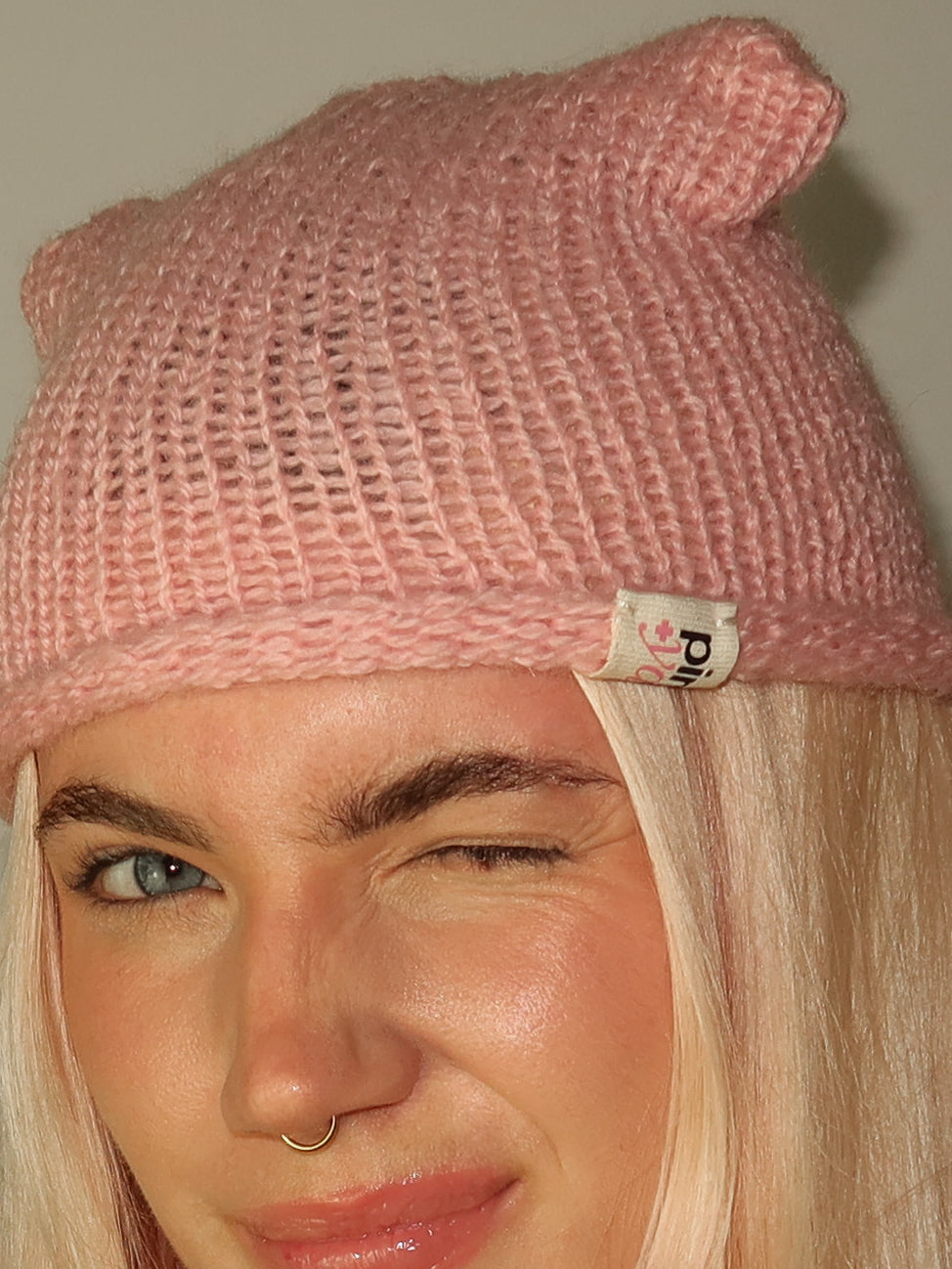 Cat Ears Beanie Wool Pink