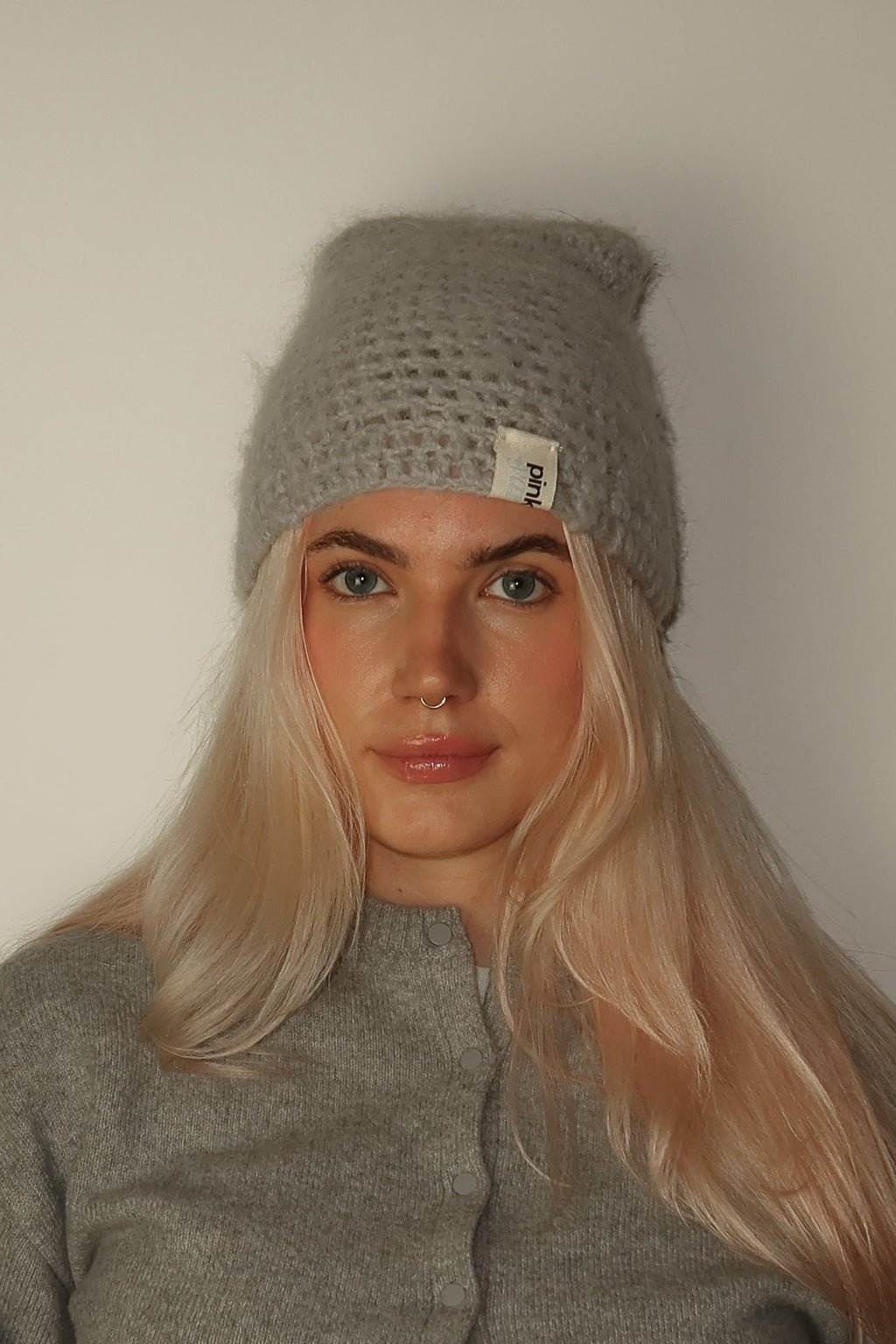 Cat Ears Beanie Mohair Mouse Grey