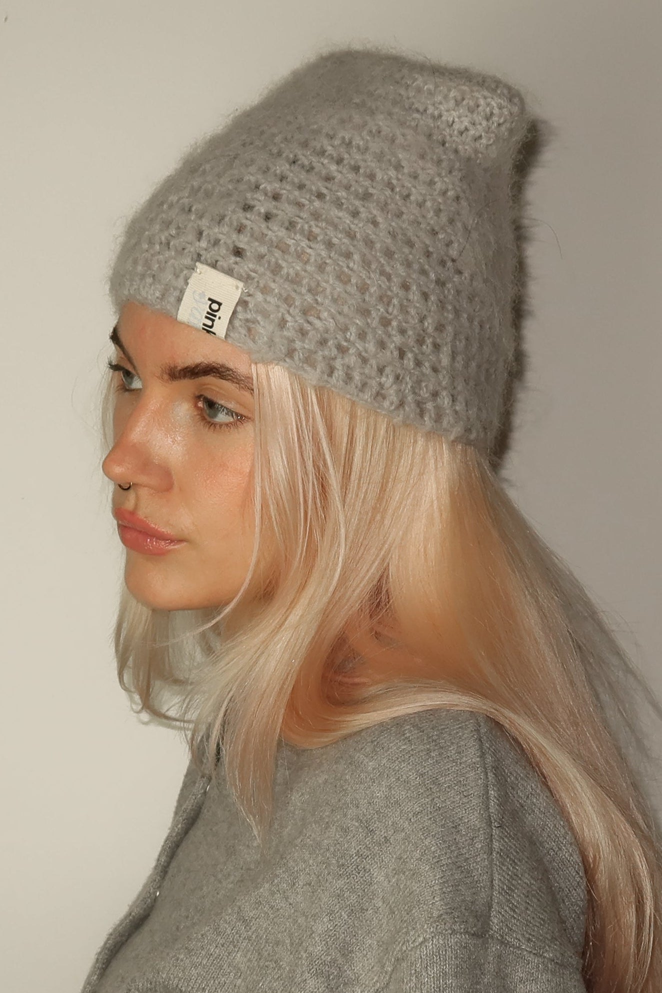 Cat Ears Beanie Mohair Mouse Grey