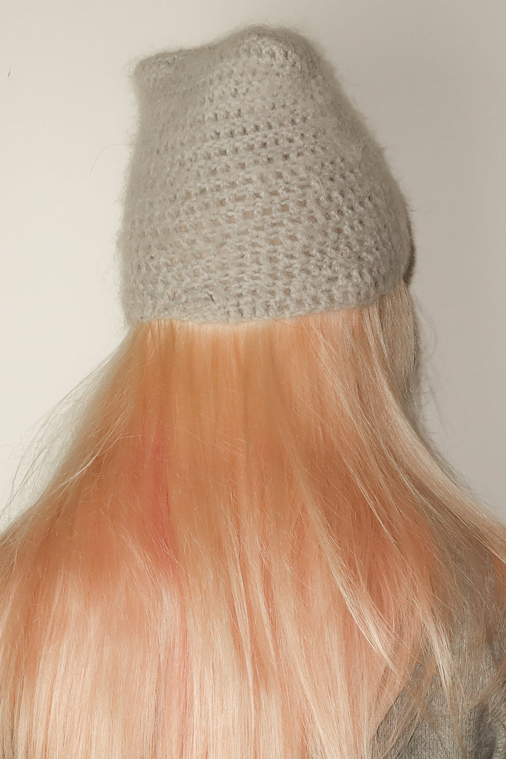 Cat Ears Beanie Mohair Mouse Grey