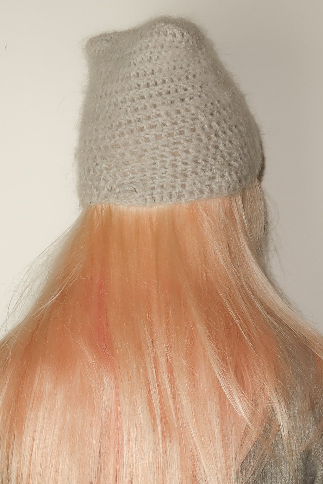 Cat Ears Beanie Mohair Mouse Grey