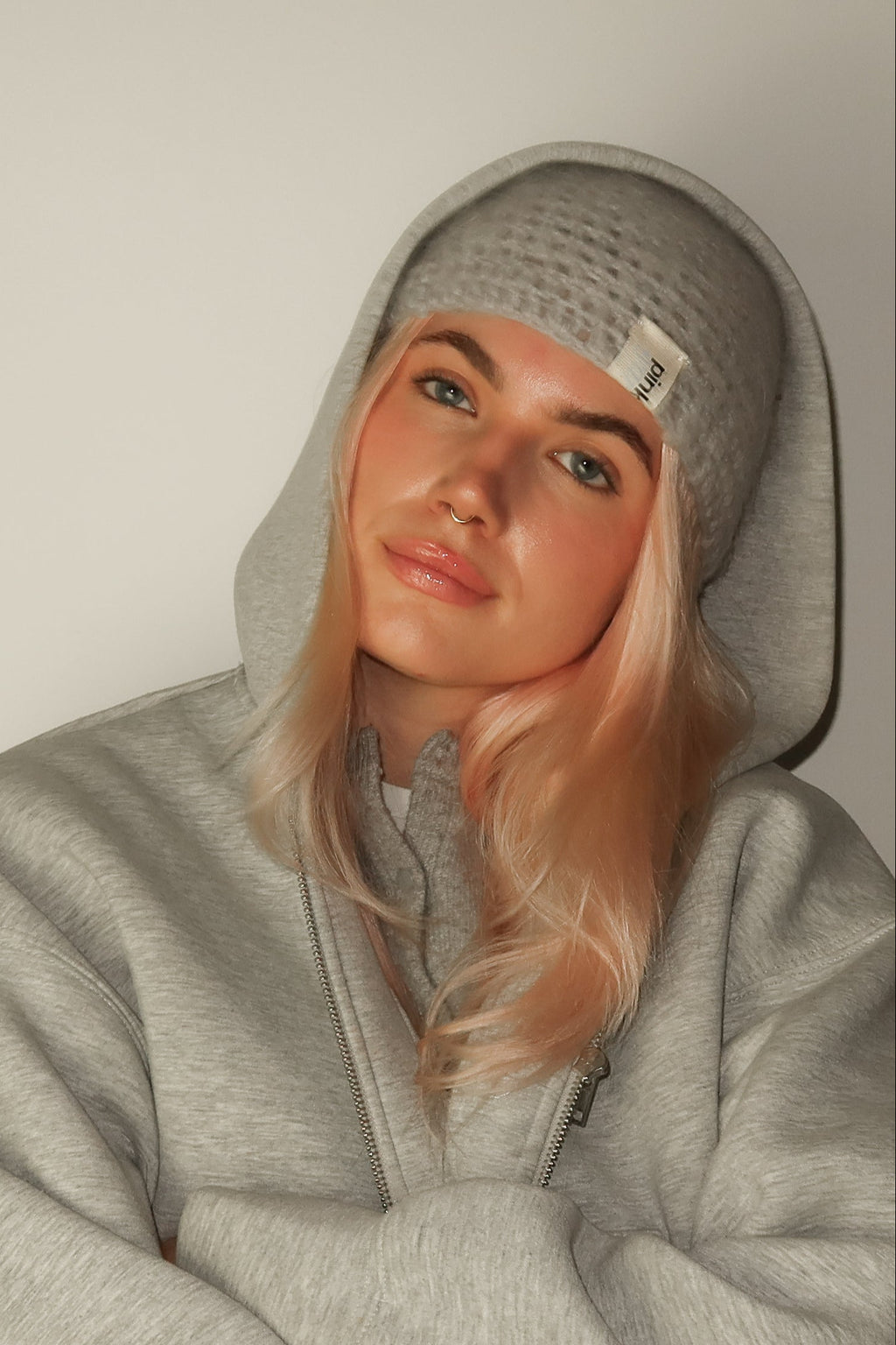 Cat Ears Beanie Mohair Mouse Grey