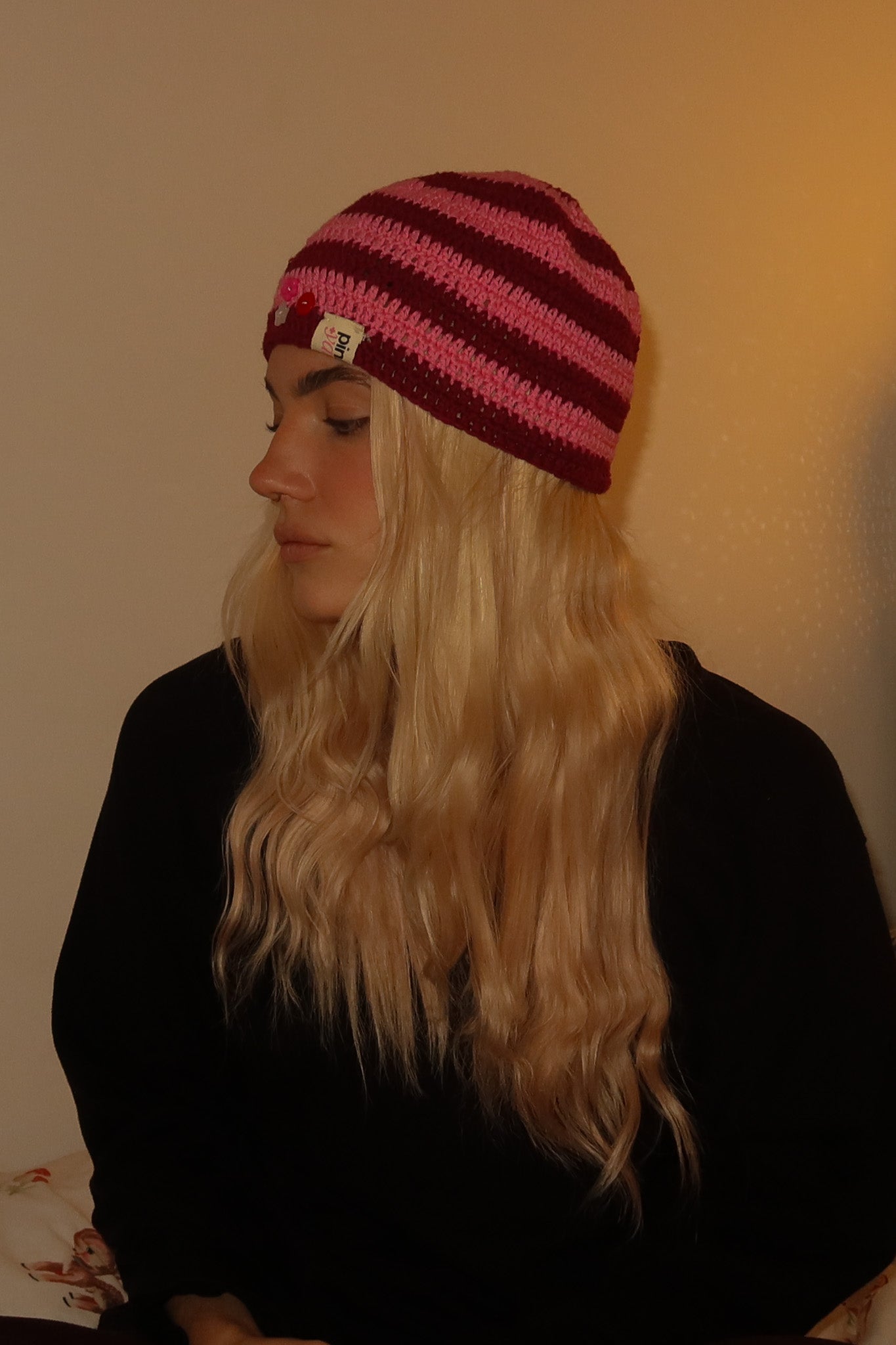Classic Striped Beanie Pink Combo