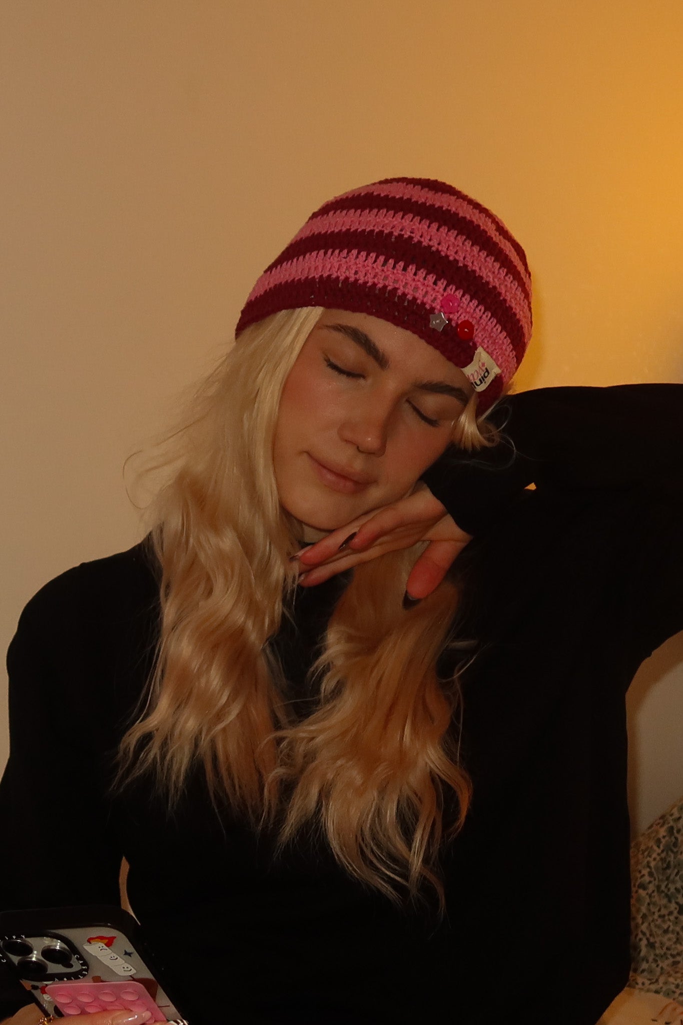 Classic Striped Beanie Pink Combo