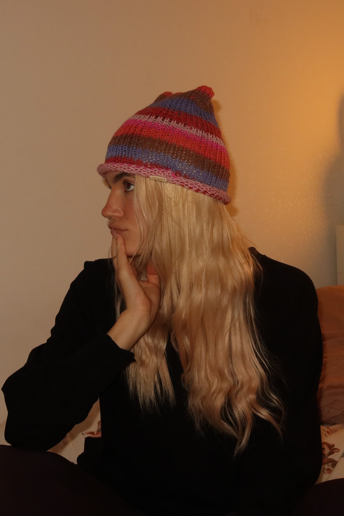 Cat Ears Beanie  - Striped Berlingot