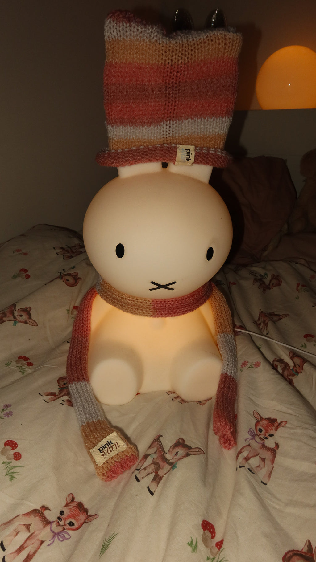 Cat Ears Beanie  - Striped Peach Mist