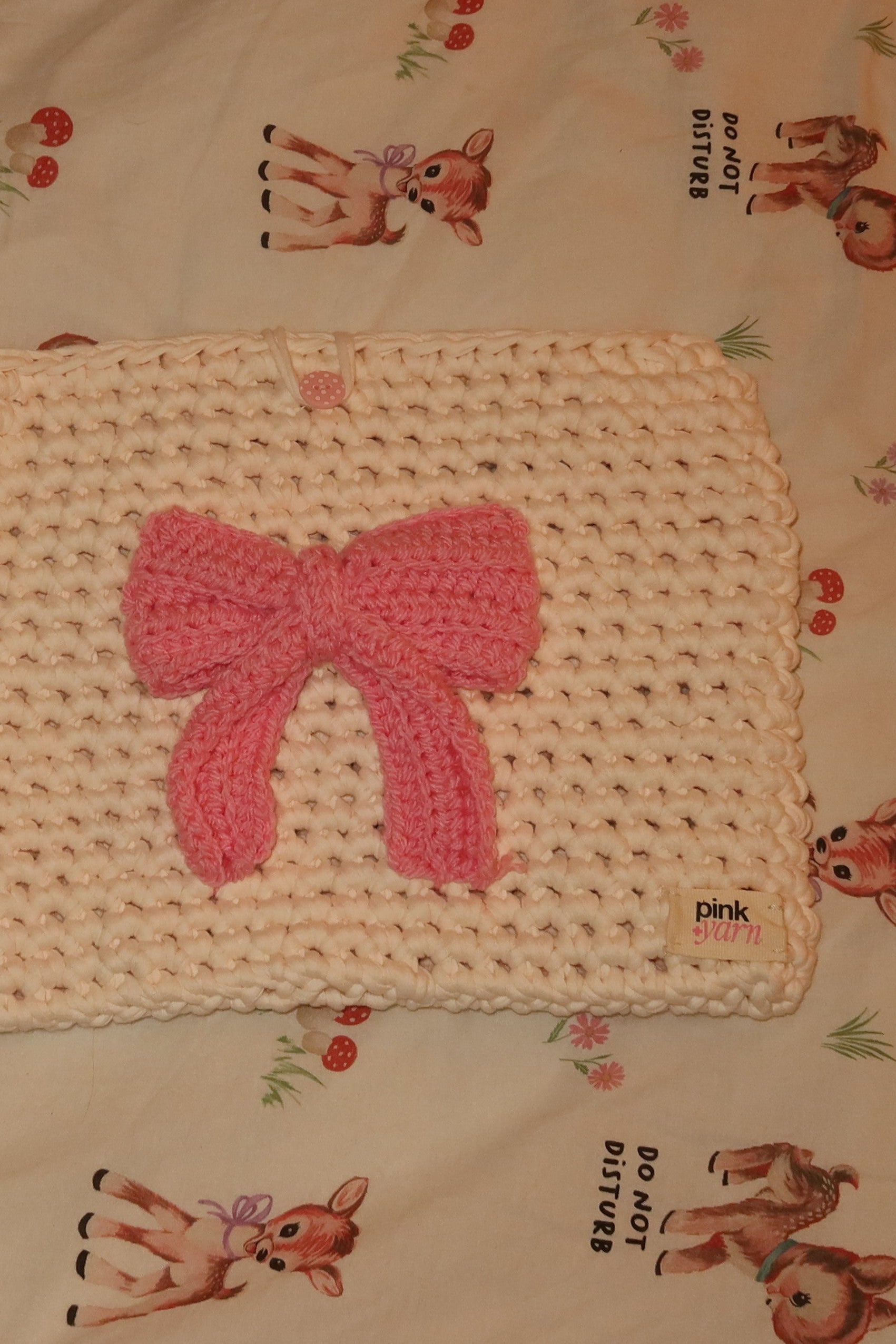 Crochet Computer Case - Pink Bow