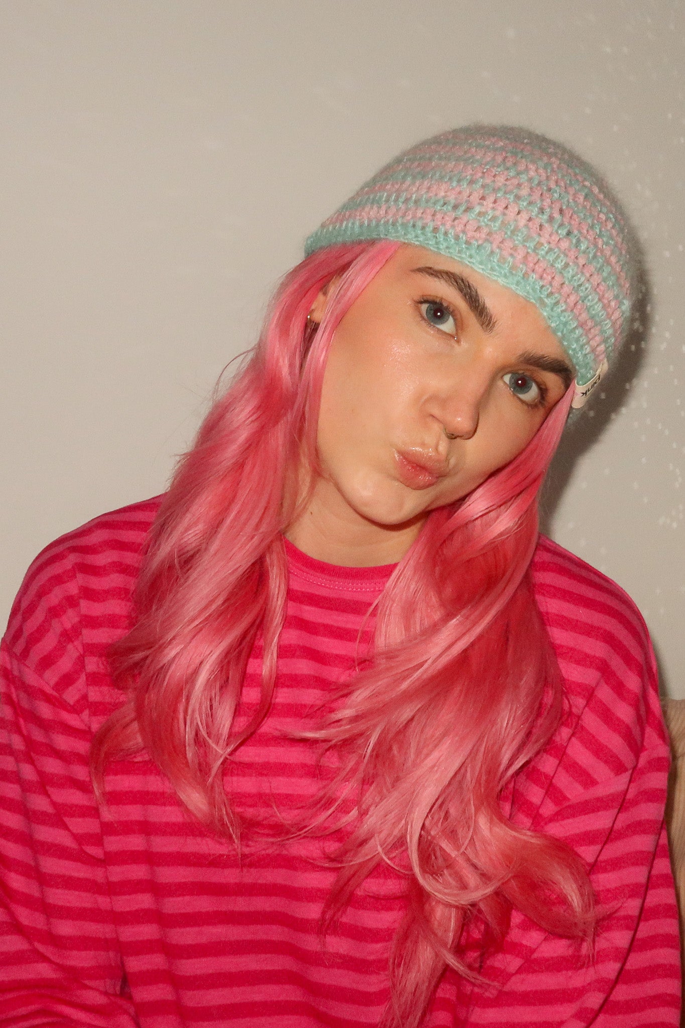 Classic Striped Beanie -Bubblegum