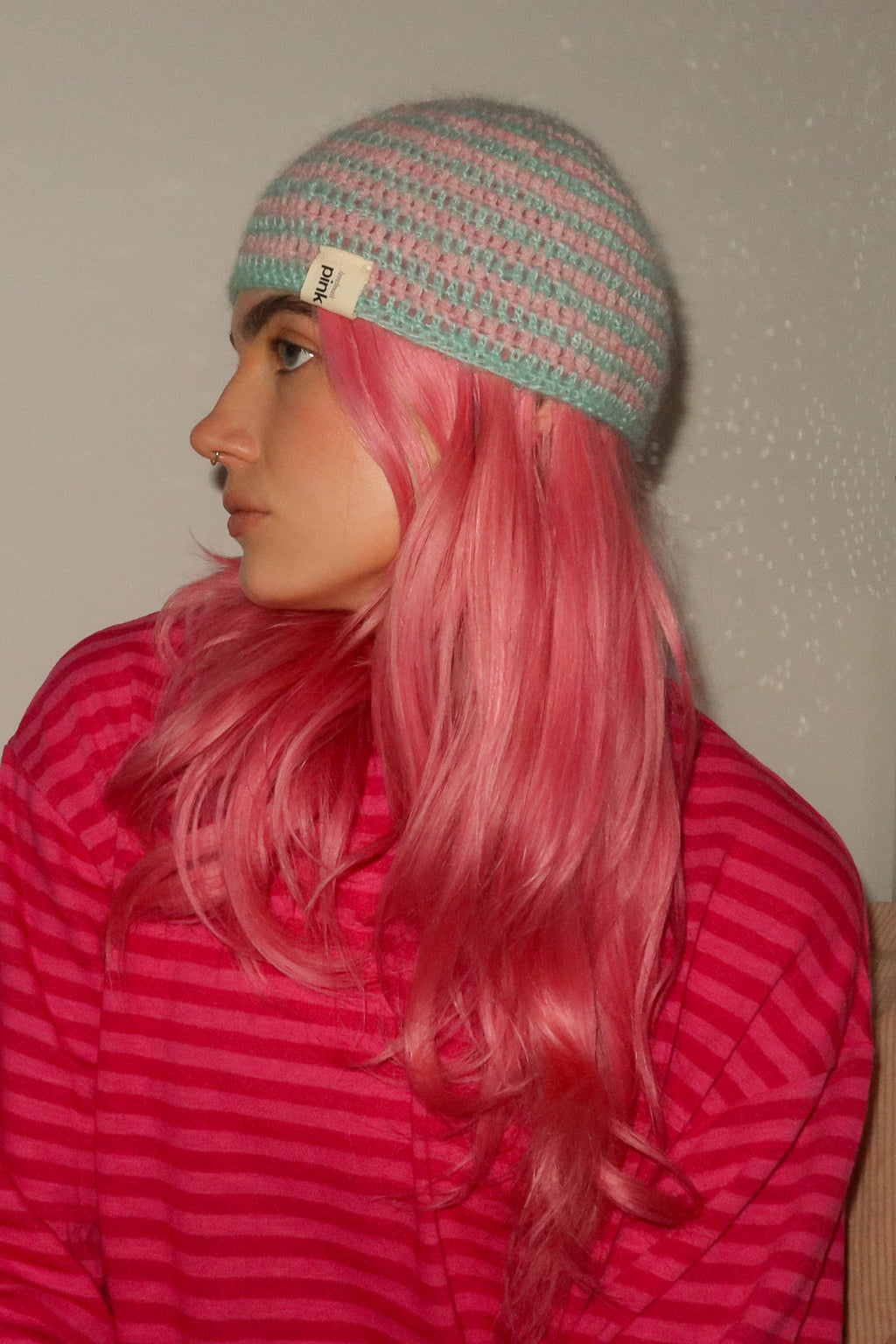 Classic Striped Beanie -Bubblegum