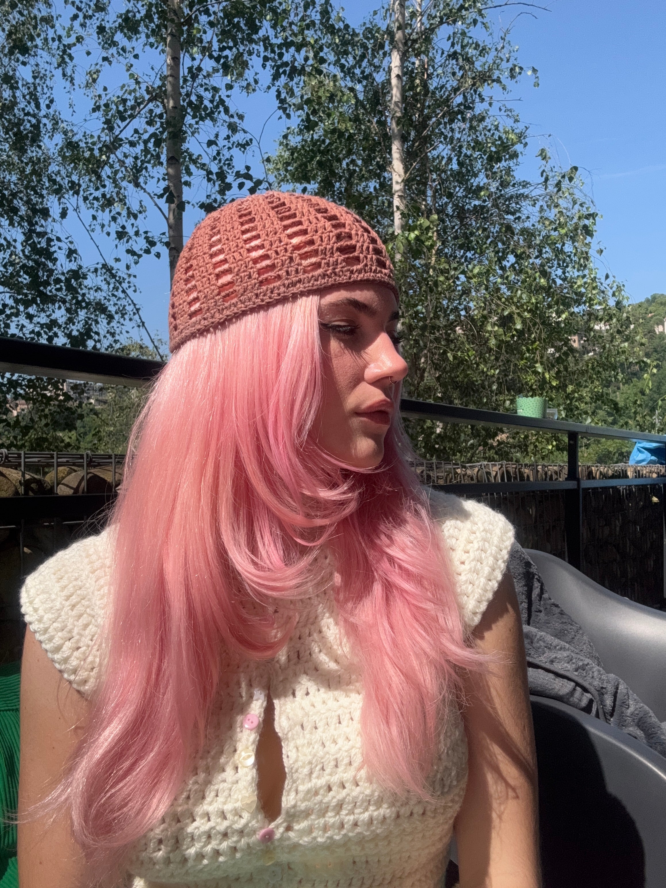 summer filet beanie - brown