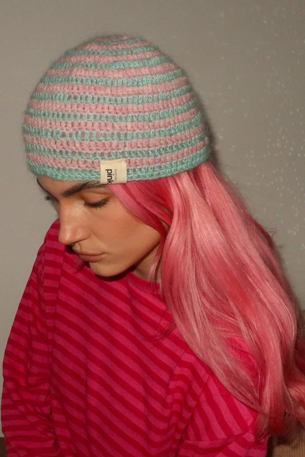 Classic Striped Beanie -Bubblegum