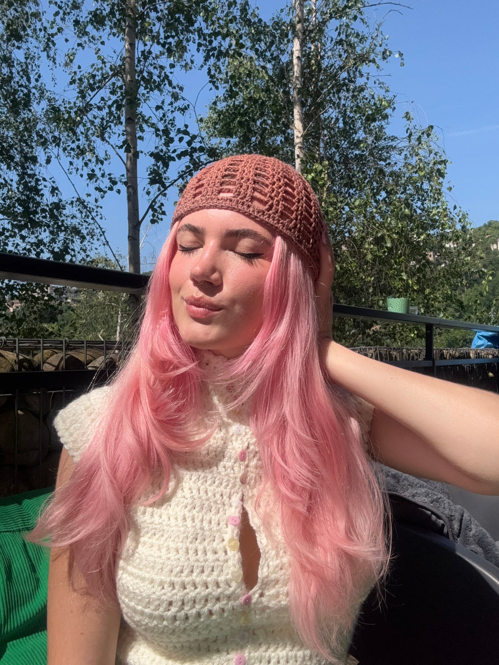 summer filet beanie - brown