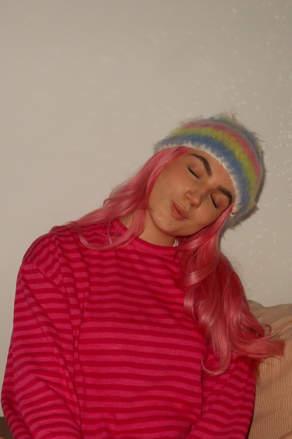 Classic Striped Beanie - Mohair Candy Brush