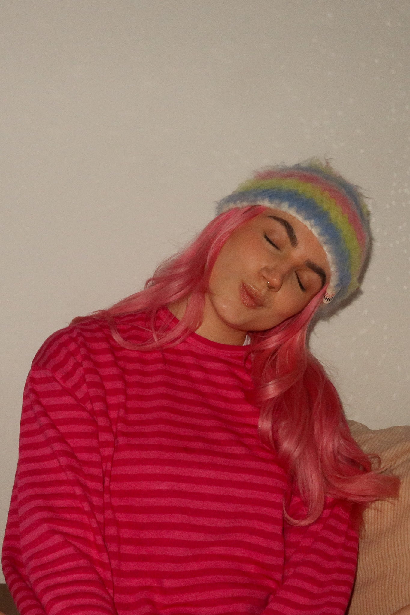 Classic Striped Beanie - Mohair Candy Brush