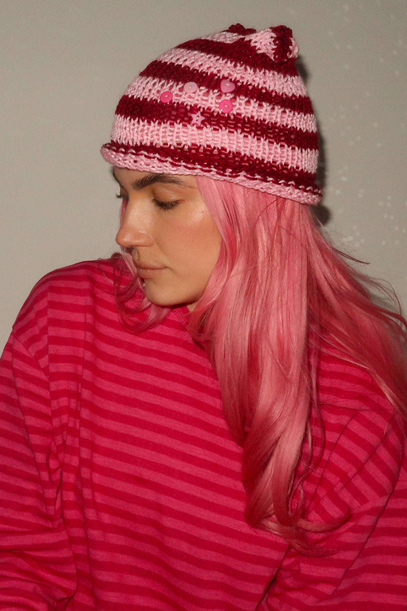 Cat Ears Beanie Pink Combo