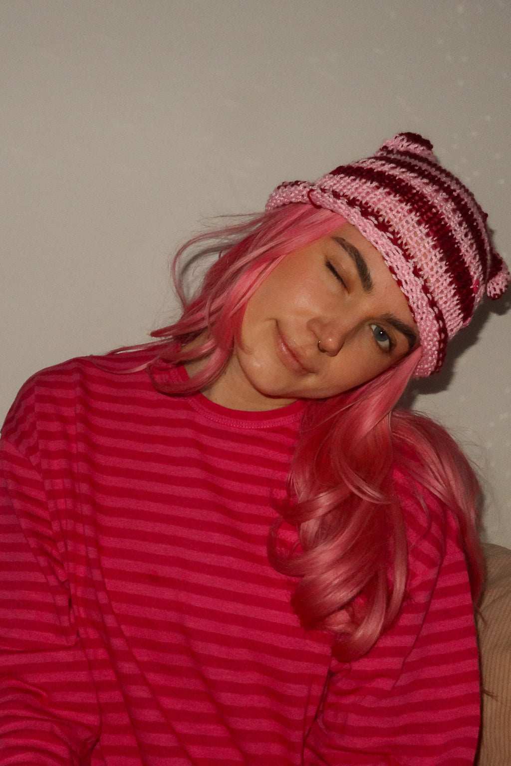 Cat Ears Beanie Pink Combo