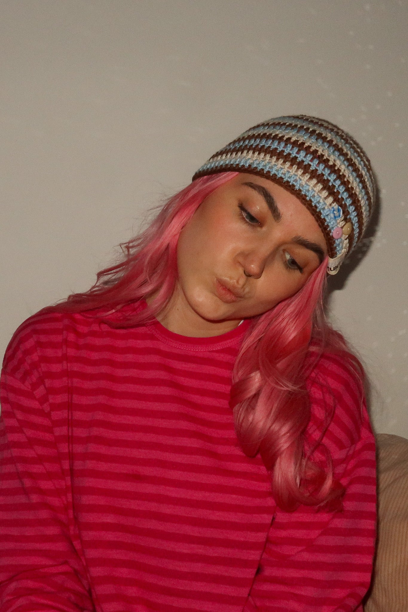 Classic Striped Beanie Blue Latte