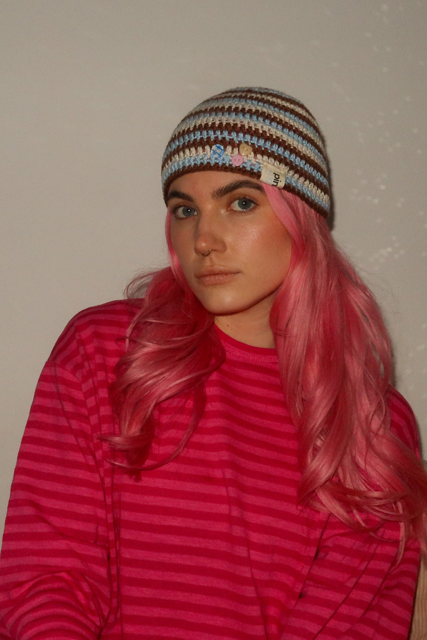 Classic Striped Beanie Blue Latte