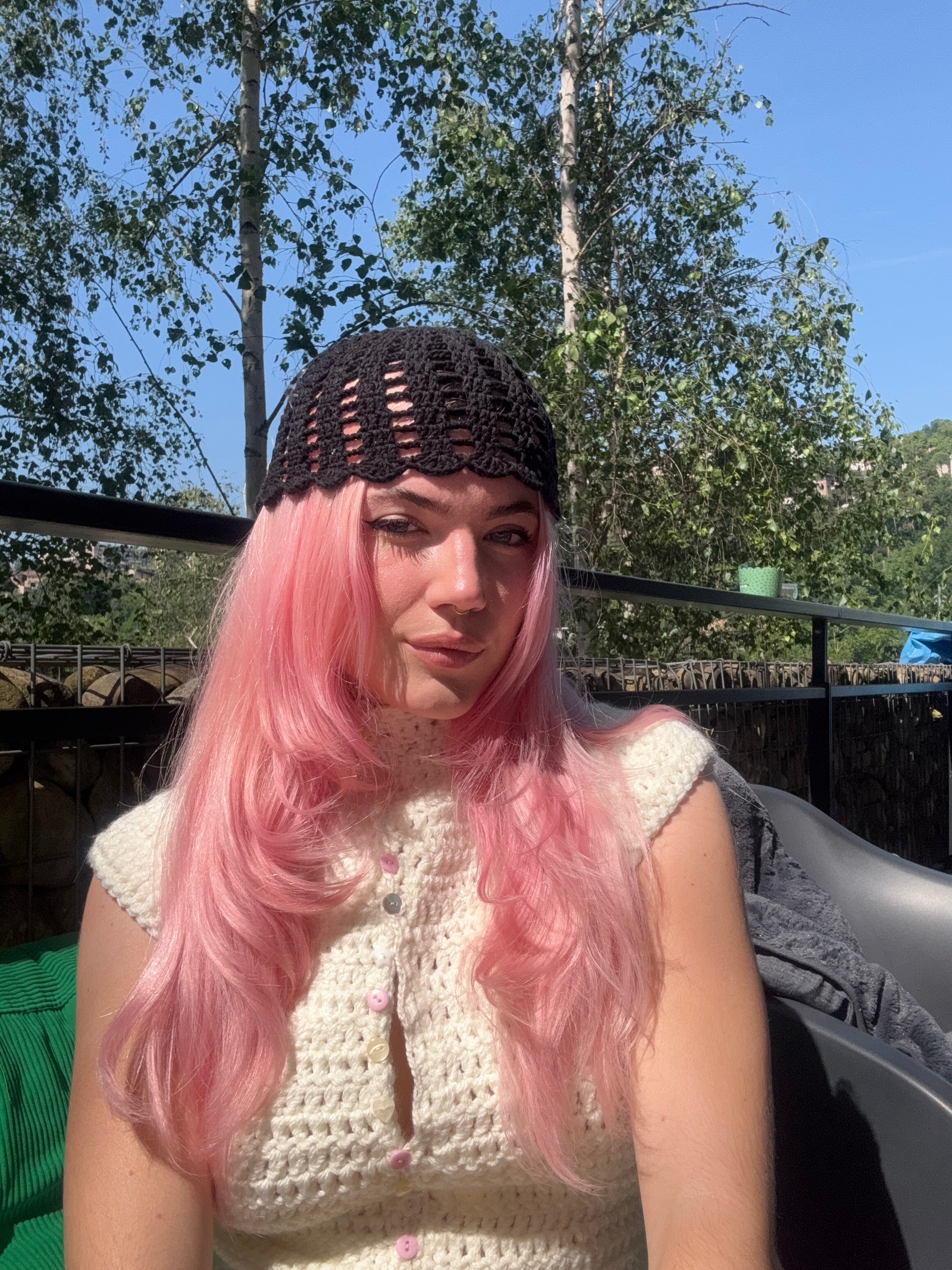summer filet beanie - black