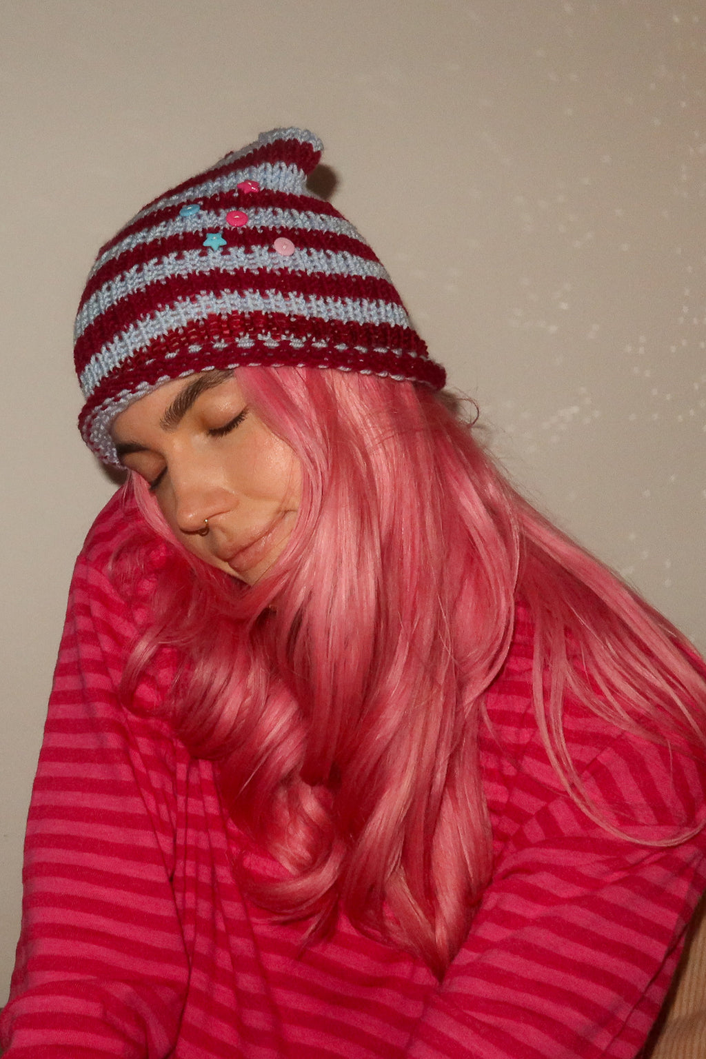 Cat Ears Beanie Cherry Frost