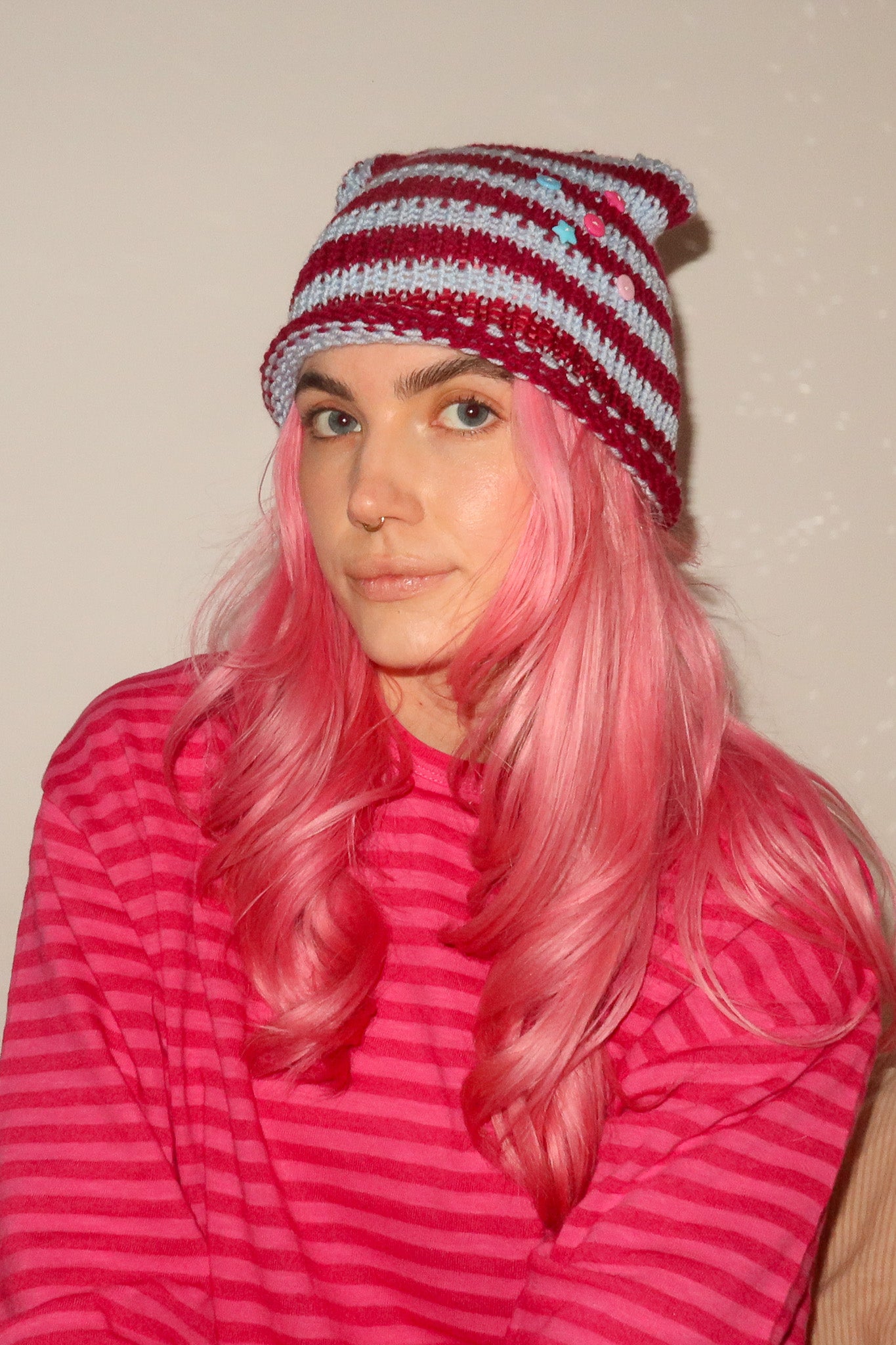 Cat Ears Beanie Cherry Frost