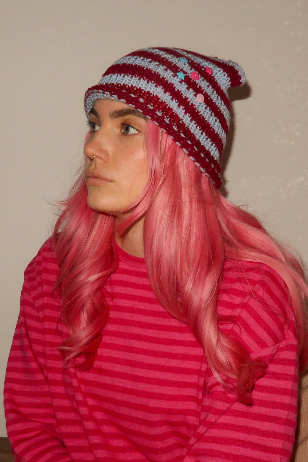 Cat Ears Beanie Cherry Frost