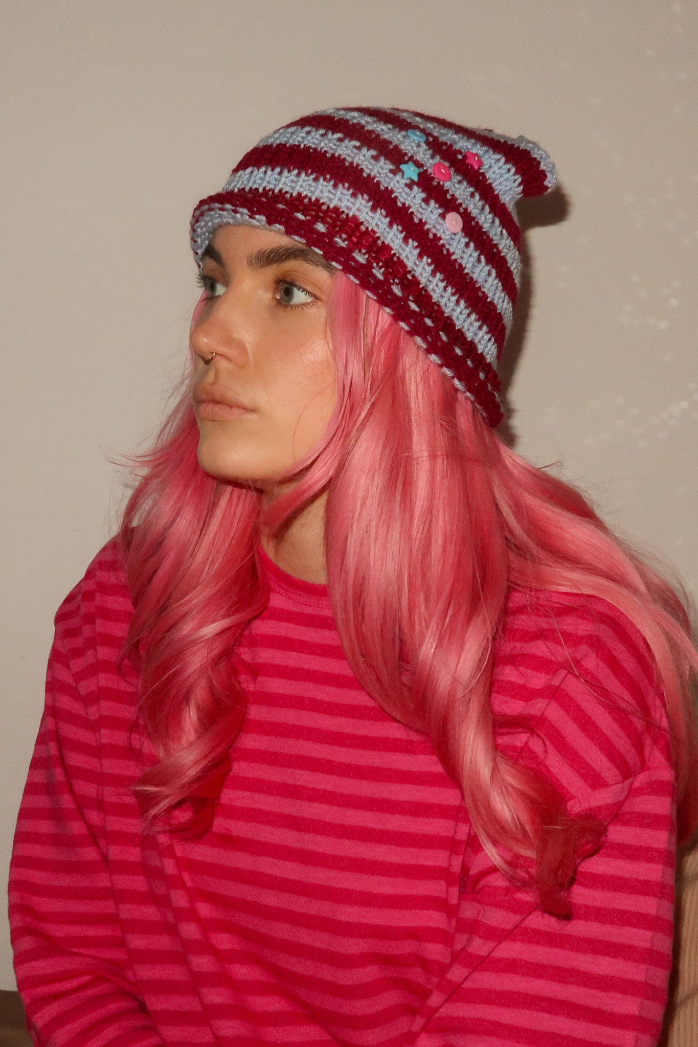 Cat Ears Beanie Cherry Frost