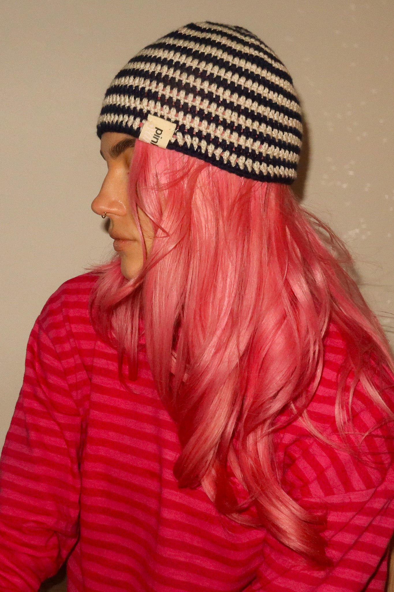 Classic Striped Beanie Navy