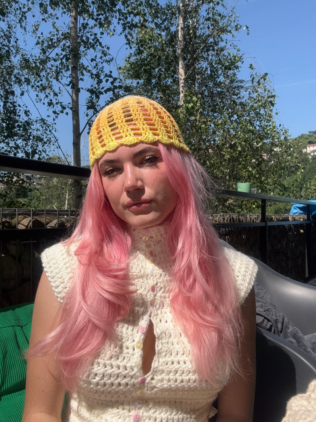 summer filet beanie - sunshine