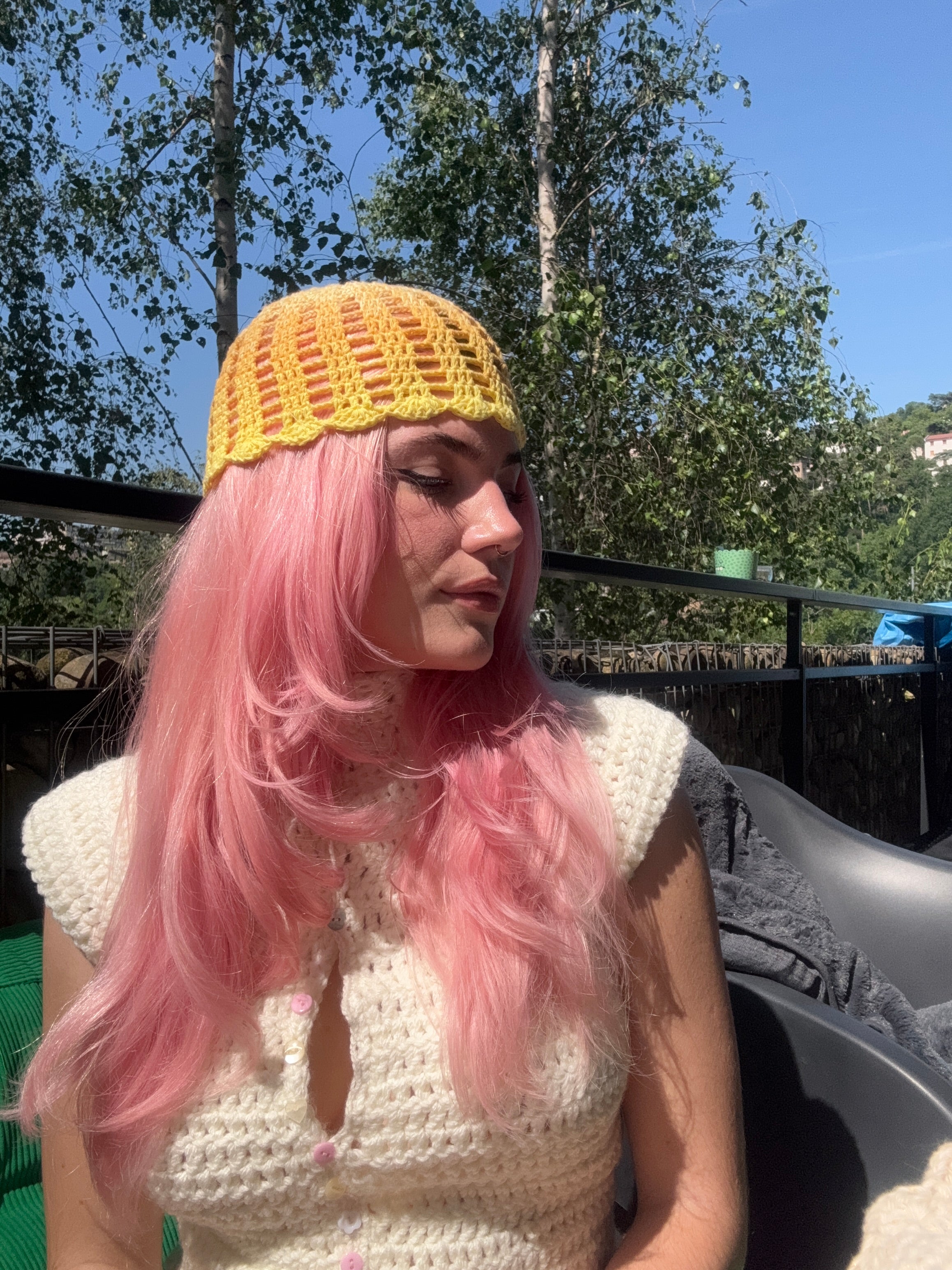 summer filet beanie - sunshine
