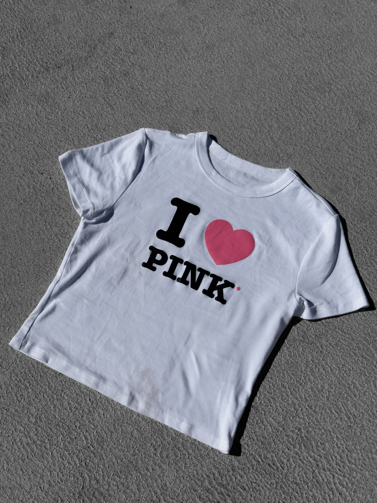 T-shirt I Love Pink, crop top sérigraphié main à Lyon, Pink+Yarn